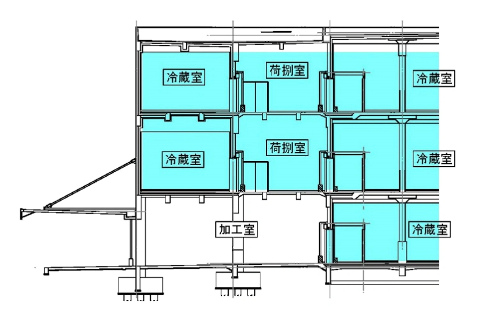 ReReC「横浜冷凍長崎工場改修プロジェクト」平面図（施工前）