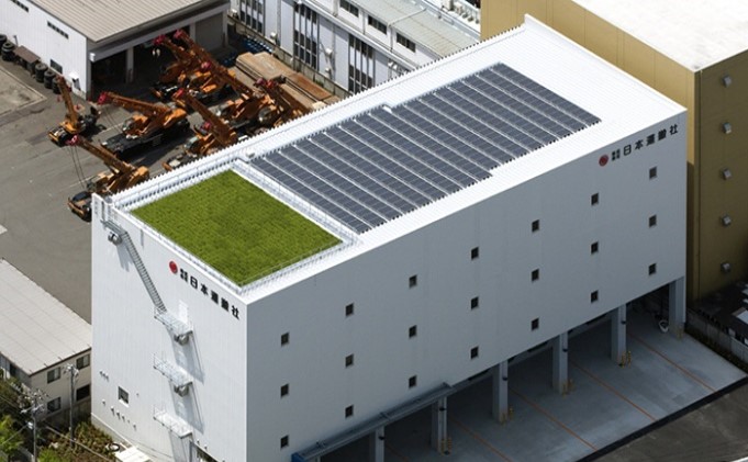 屋上緑化&太陽光発電設置例(設計施工)